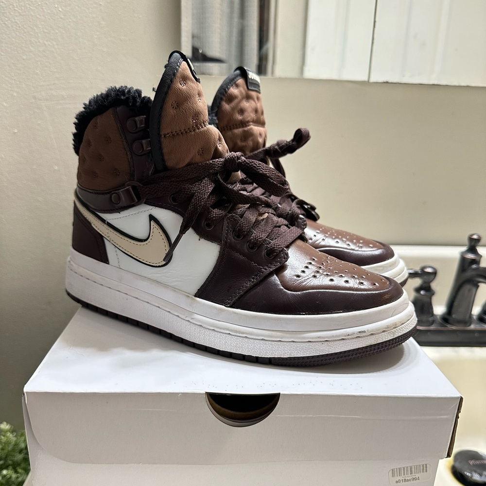 Nike Brown and White High-Top Sneakers